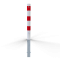 Barrier posts | Steel tube  89 x 2,9 mm | removable, with triangular locking mechanism | hot-dip galvanized and white coatedwith three red reflecting stripes | without eyelet
